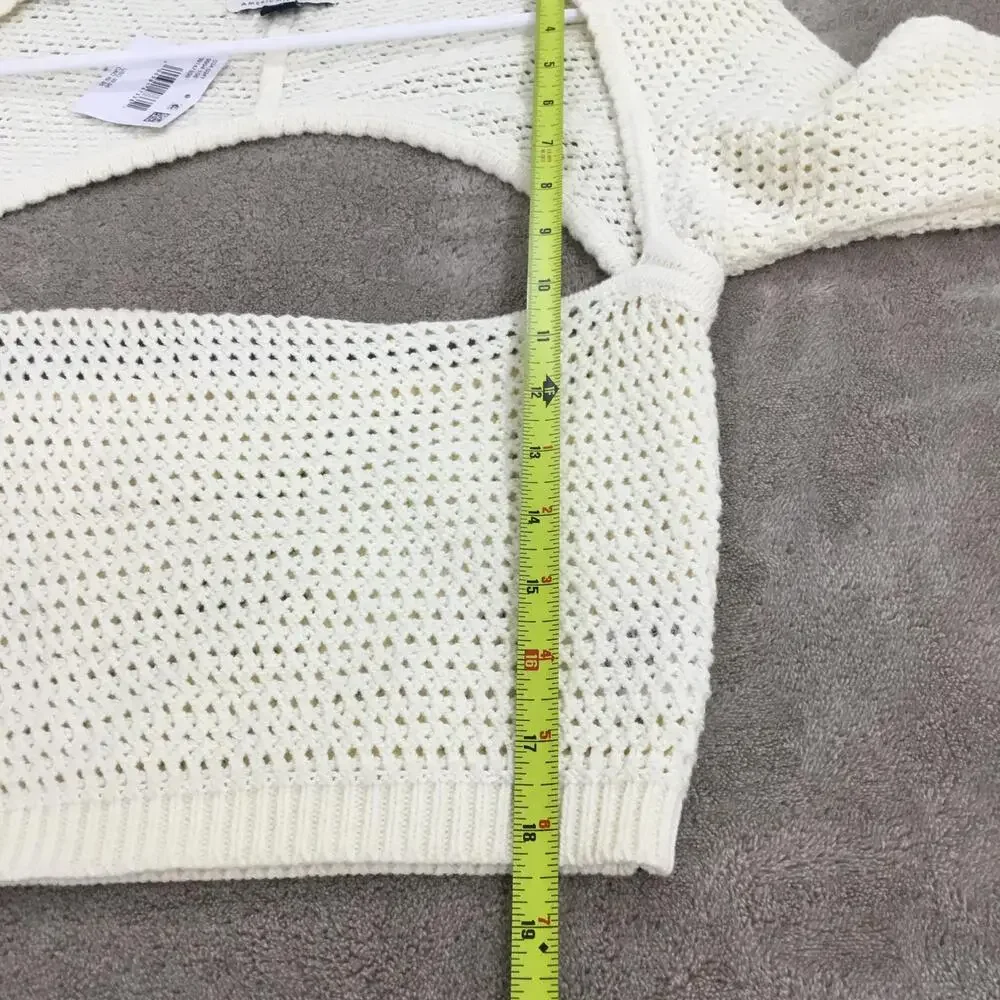 AMERICAN EAGLE Long Sleeve Cream Square Neck Knit Sweater Sz L
